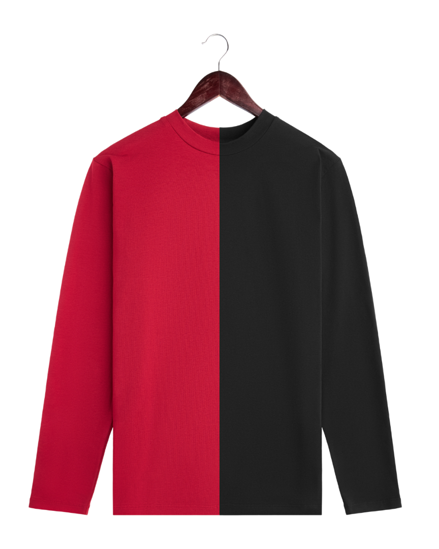 Longsleeve Czarny Czerwony Męski Sceptik